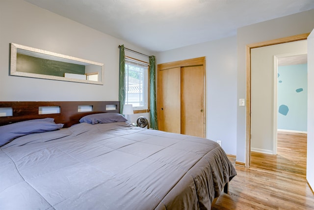 7545 Sherman Dr, Omaha, NE 68134 - bedroom featuring light wood-style floors, a closet, and baseboards