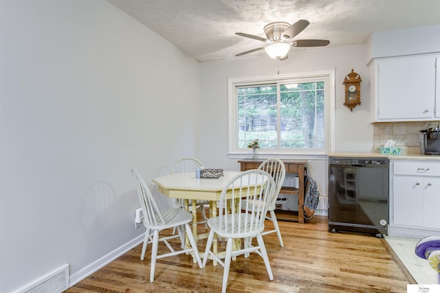 7545 Sherman Dr, Omaha, NE 68134 - dining area featuring a textured ceiling, light wood finished floors, and ceiling fan