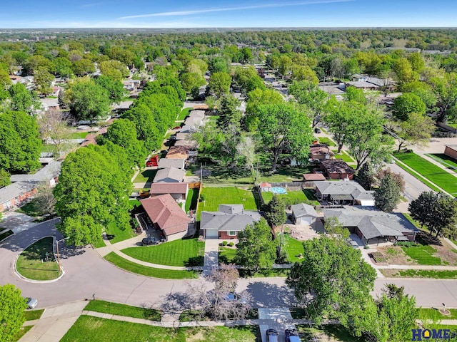 aerial view with a residential view