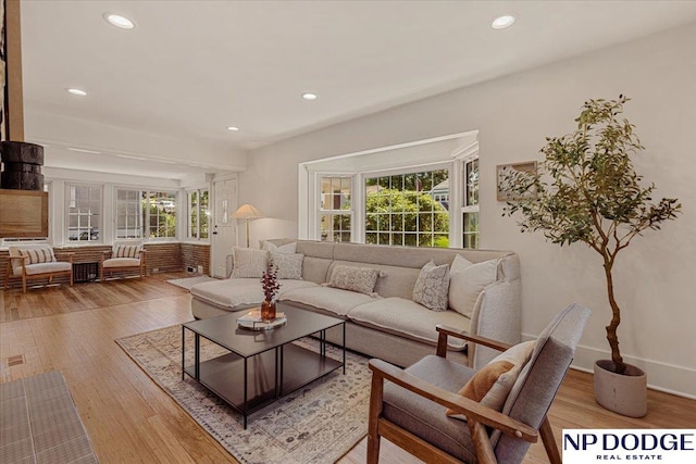 5650 Poppleton Ave, Omaha, NE 68106 - living area featuring wood-type flooring and recessed lighting
