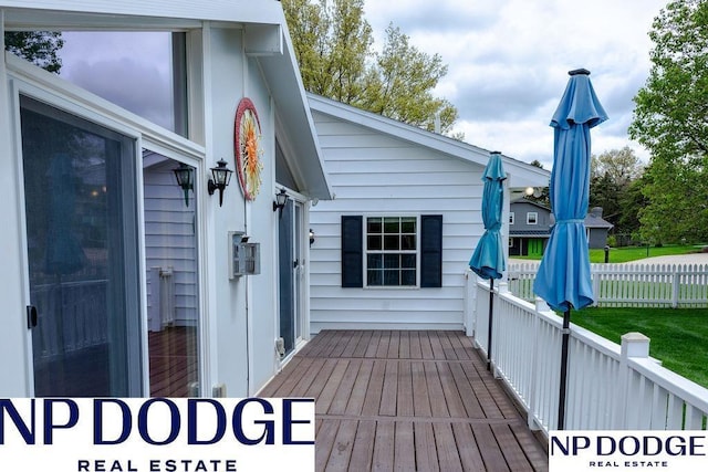 wooden deck featuring fence