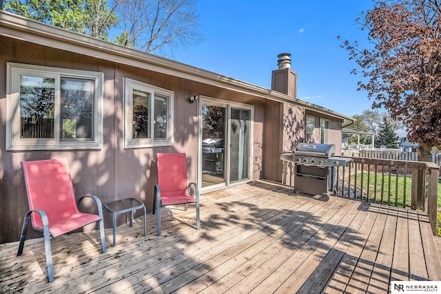 deck featuring area for grilling