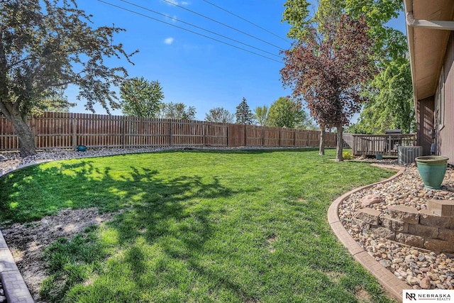 view of yard featuring central AC unit