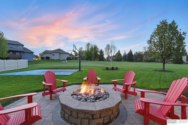 view of patio / terrace with an outdoor fire pit