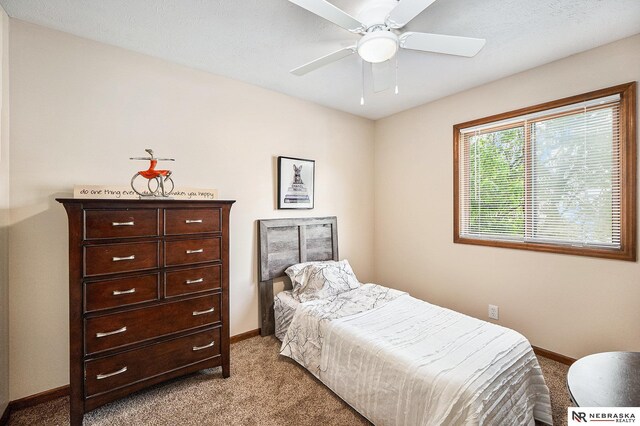 14523 Parker St, Omaha, NE 68154 - bedroom featuring light carpet, baseboards, and ceiling fan
