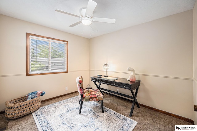 14523 Parker St, Omaha, NE 68154 - office featuring carpet flooring, a ceiling fan, and baseboards