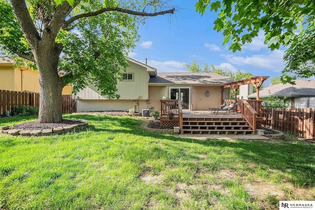 14523 Parker St, Omaha, NE 68154 - rear view of property with a deck