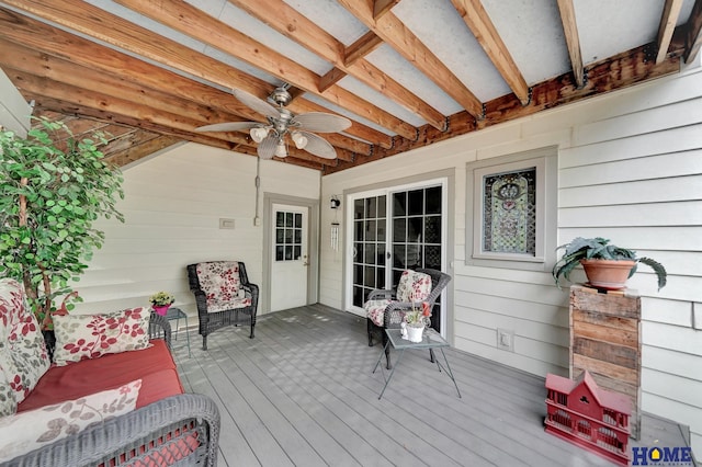 deck featuring a ceiling fan