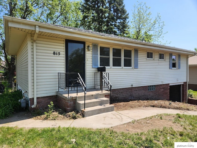 view of single story home