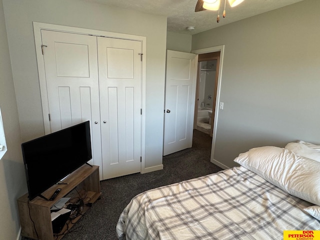 3545 Little Bluestem Rd, Fremont, NE 68025 - carpeted bedroom featuring a closet, baseboards, and a ceiling fan