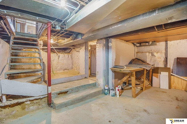 unfinished below grade area with stairway