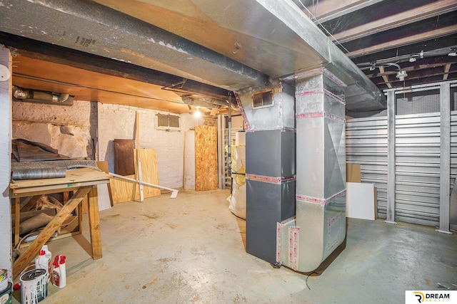 unfinished below grade area with heating unit