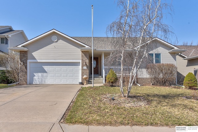 8114 S 167th St, Omaha, NE 68136 - single story home with an attached garage, concrete driveway, a shingled roof, and a front lawn