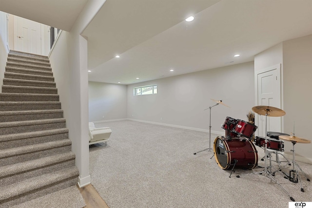 513 13th Ave, Plattsmouth, NE 68048 - game room featuring recessed lighting, baseboards, and light colored carpet