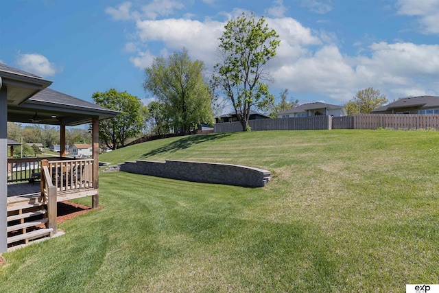 513 13th Ave, Plattsmouth, NE 68048 - view of yard with a wooden deck and ceiling fan