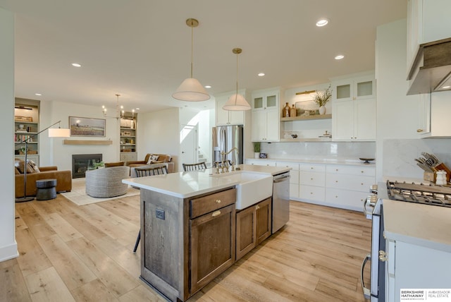 11506 S 189th St, Gretna, NE 68028 - kitchen featuring appliances with stainless steel finishes, a sink, light countertops, light wood finished floors, and recessed lighting