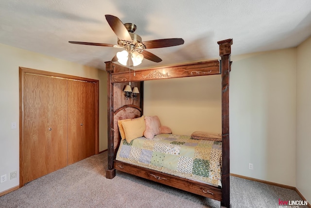 4630 Eagle Ridge Rd, Lincoln, NE 68516 - bedroom featuring carpet floors, a closet, and ceiling fan
