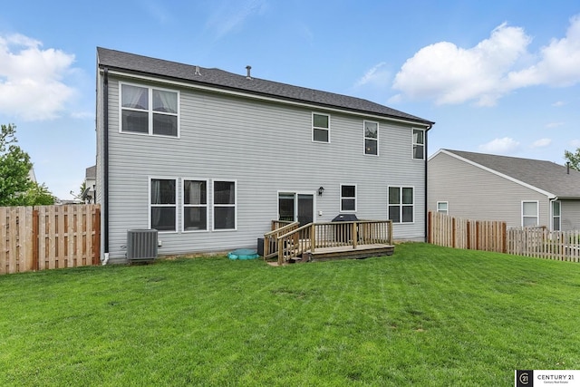 2421 Sand Hills Dr, Papillion, NE 68046 - rear view of property featuring a deck and central air condition unit
