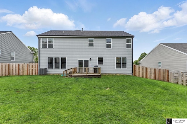 2421 Sand Hills Dr, Papillion, NE 68046 - back of house featuring central AC unit and a wooden deck