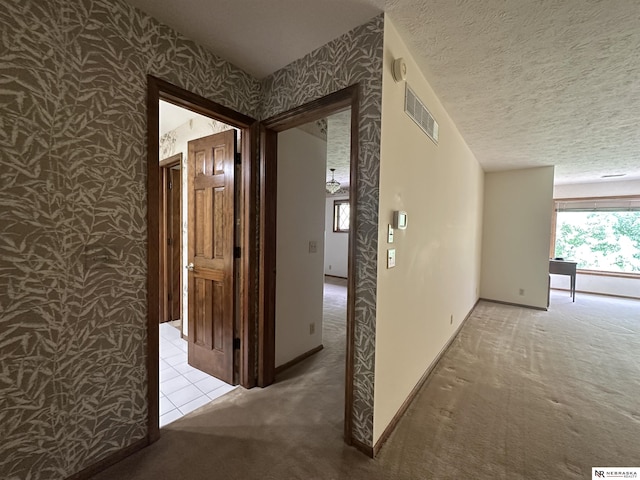 1605 S 113th Plz, Omaha, NE 68144 - corridor with wallpapered walls, carpet floors, baseboards, and a textured ceiling