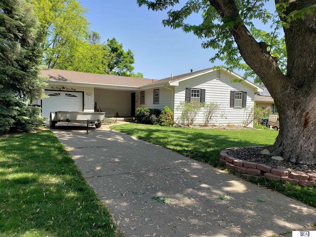 14930 Holmes St, Omaha, NE 68137 - ranch-style house with a garage, a front lawn, and concrete driveway
