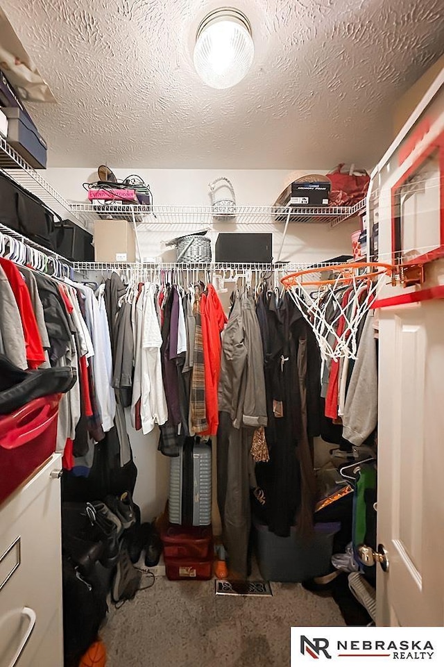 spacious closet with carpet floors