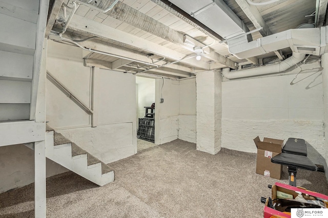 view of unfinished basement