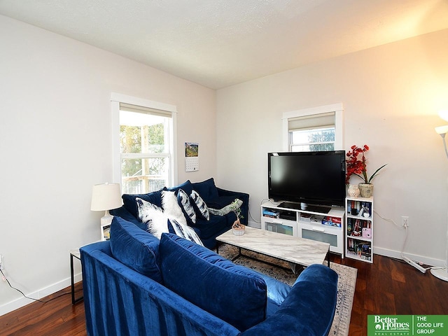 4210 S 21st St, Omaha, NE 68107 - living room featuring healthy amount of natural light, wood finished floors, and baseboards