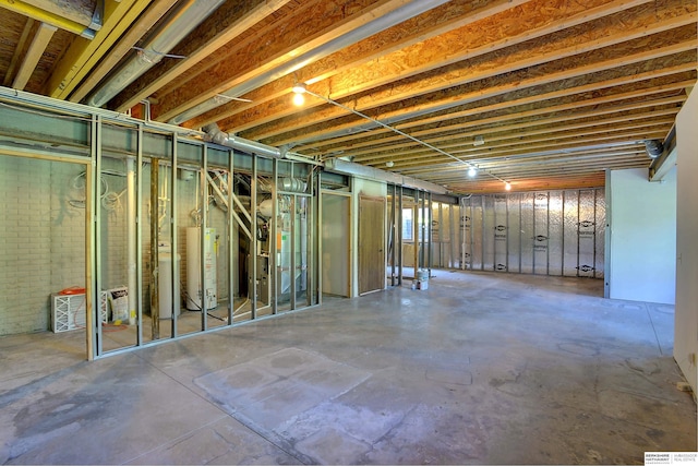 unfinished below grade area with gas water heater