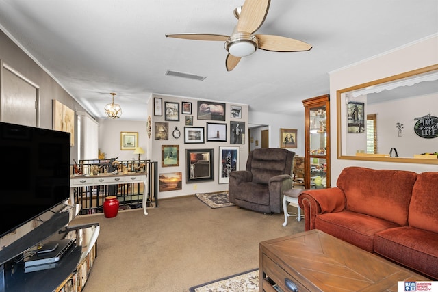 4511 E Eden St, Lincoln, NE 68506 - living room featuring carpet floors and a ceiling fan