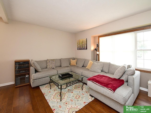 14824 Charles Plz, Omaha, NE 68154 - living room featuring dark wood finished floors and baseboards