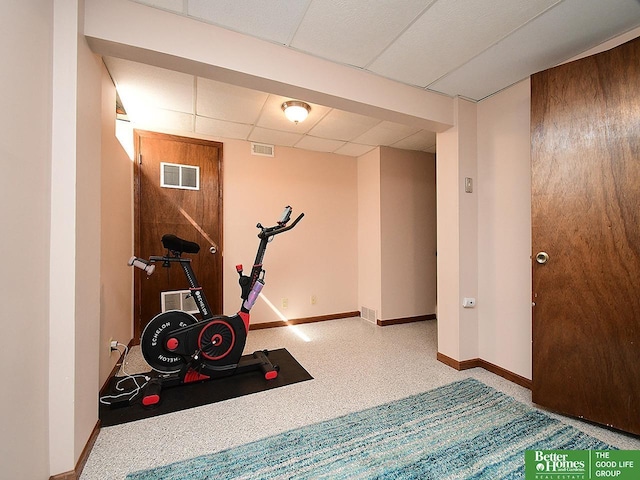 14824 Charles Plz, Omaha, NE 68154 - workout area with a paneled ceiling and baseboards