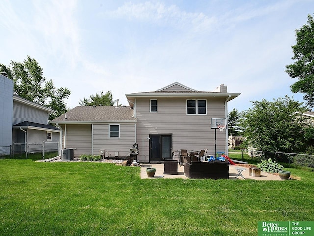 14824 Charles Plz, Omaha, NE 68154 - rear view of property with central AC, a chimney, and a patio area