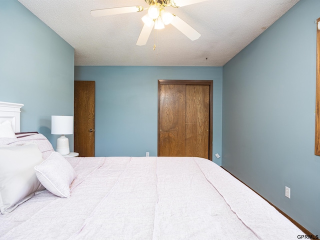 bedroom with a closet and ceiling fan