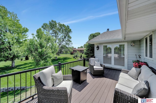 1714 S 14th Circle Dr, Beatrice, NE 68310 - wooden terrace featuring an outdoor hangout area and a yard