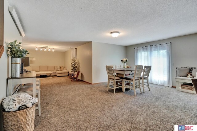 1714 S 14th Circle Dr, Beatrice, NE 68310 - dining area featuring carpet flooring, a textured ceiling, and baseboards