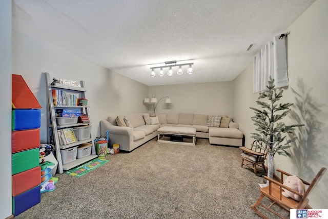 1714 S 14th Circle Dr, Beatrice, NE 68310 - carpeted living room with a textured ceiling