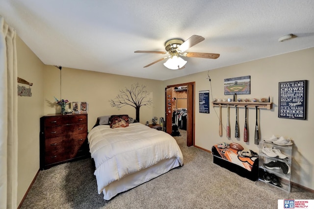 1714 S 14th Circle Dr, Beatrice, NE 68310 - bedroom featuring carpet floors, a spacious closet, a closet, a ceiling fan, and baseboards