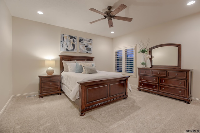 3835 S 179th Ter, Omaha, NE 68130 - bedroom featuring light colored carpet, baseboards, recessed lighting, and a ceiling fan