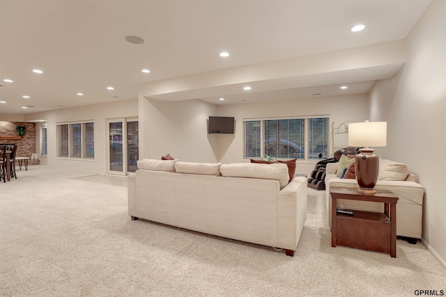 3835 S 179th Ter, Omaha, NE 68130 - living room featuring light carpet, recessed lighting, and baseboards
