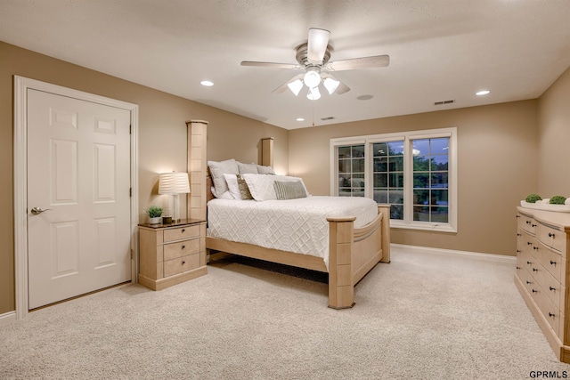 3835 S 179th Ter, Omaha, NE 68130 - bedroom featuring baseboards, light carpet, recessed lighting, and a ceiling fan