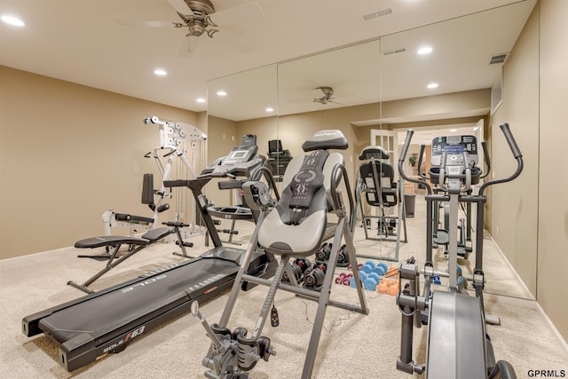 3835 S 179th Ter, Omaha, NE 68130 - workout area featuring a ceiling fan, recessed lighting, and carpet floors