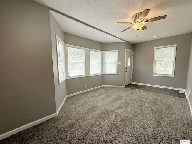 4227 N 57th St, Lincoln, NE 68507 - carpeted spare room with healthy amount of natural light, ceiling fan, baseboards, and a textured ceiling