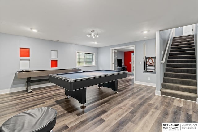 9002 N 156th Ave, Bennington, NE 68007 - recreation room with baseboards, wood finished floors, recessed lighting, and billiards
