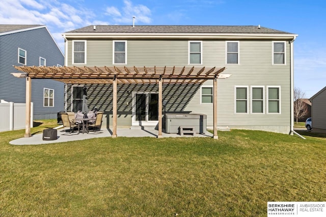 9002 N 156th Ave, Bennington, NE 68007 - rear view of property with a hot tub, a pergola, and a patio