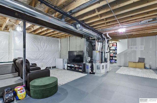 unfinished below grade area with gas water heater