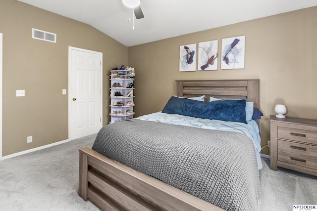 18667 R St, Omaha, NE 68135 - carpeted bedroom featuring baseboards, vaulted ceiling, and ceiling fan