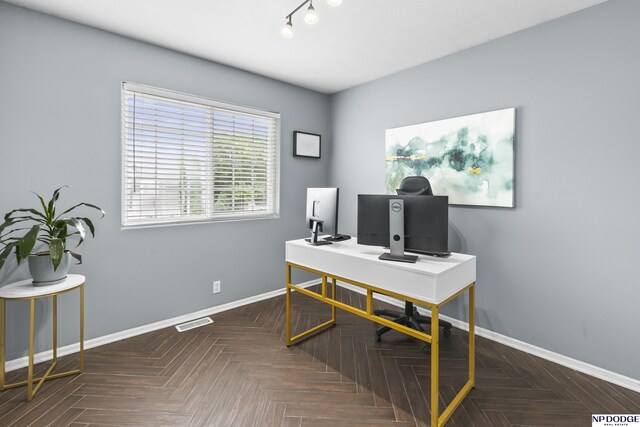 18667 R St, Omaha, NE 68135 - office with baseboards and rail lighting