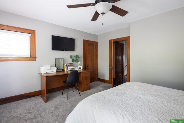 319 N 37th St, Omaha, NE 68131 - bedroom featuring carpet, baseboards, a desk, and a ceiling fan