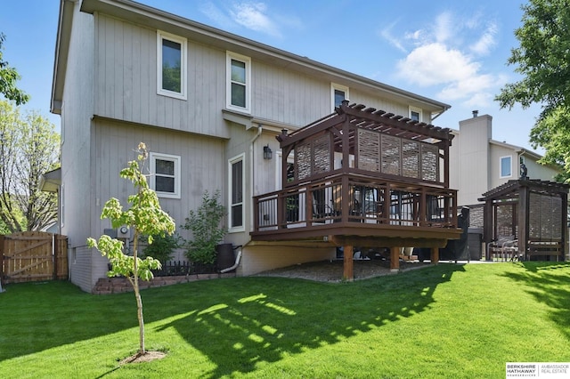 2103 John St, Papillion, NE 68133 - back of house featuring a pergola and a wooden deck